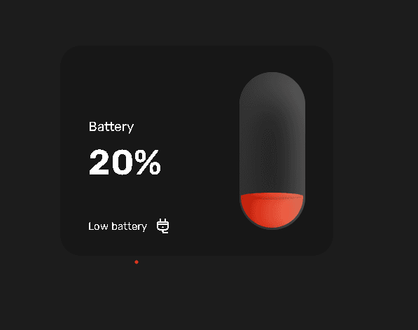 a dynamic battery indicator that updates in real-time to display the remaining battery level.
