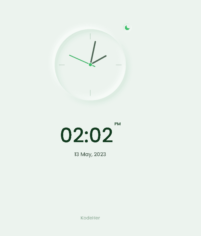 Realtime clock UI with light and dark mode